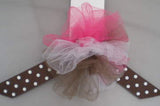 DOT TULLE HAIR BOWS BROWN WITH WHITE DOT