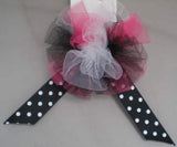 DOT TULLE HAIR BOWS BLACK WITH WHITE