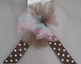 DOT TULLE HAIR BOWS BROWN WITH WHITE DOT